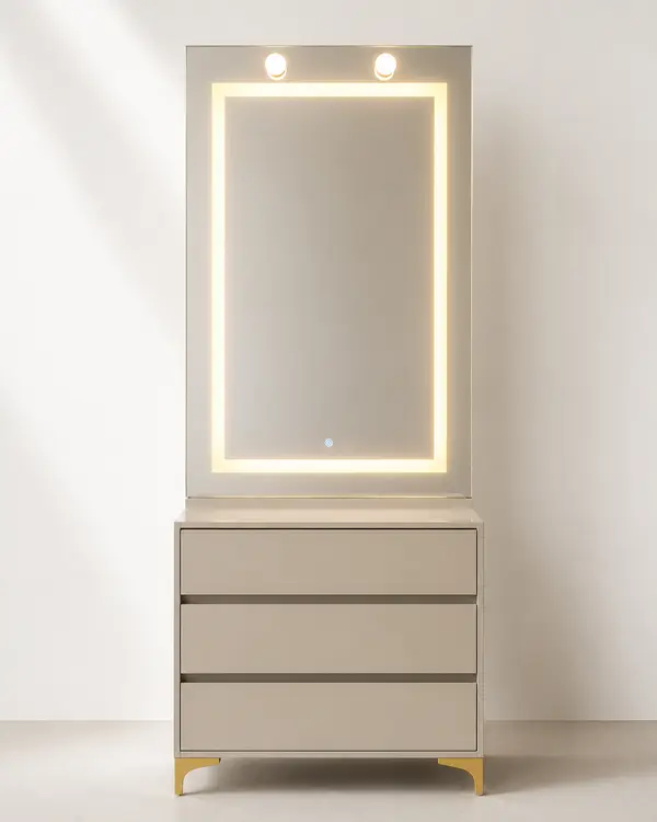 Elegant dressing unit with mirror by Modi Interiors