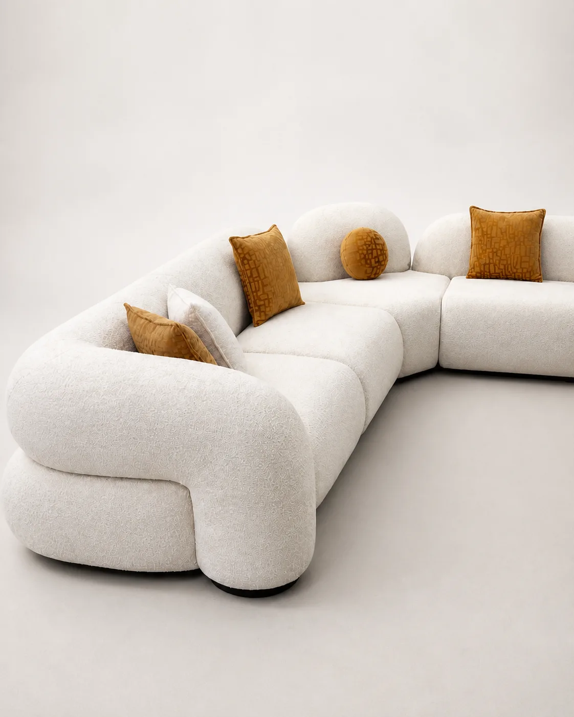Off White Boucle Curved Sectional at Modi Interiors Jagatpura Jaipur