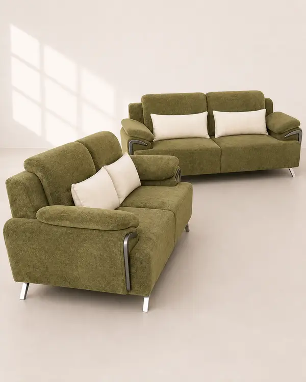 Olive Green Textured Sofa Pair at Modi Interiors Jagatpura Jaipur