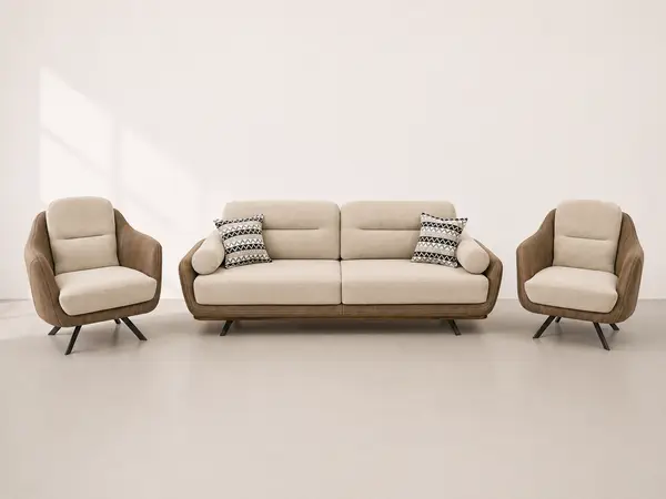 Warm Beige Set Pentagon Wood Armrests at Modi Interiors Jagatpura Jaipur