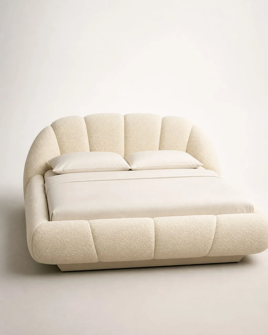 Cream Boucle Curved Bed by Modi Interiors in Jagatpura Jaipur