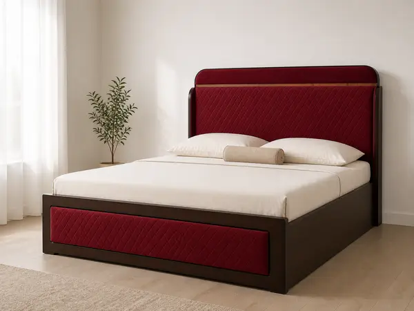 Burgundy Diamond Quilted Bed — image 4
