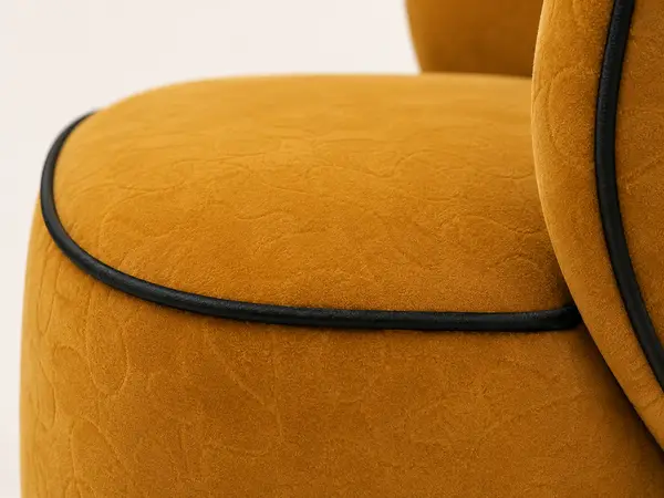 Grey Woven Sofa Set with Mustard Chairs — image 9